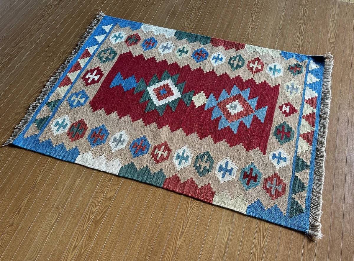 大勧め 【148ｘ 104】イラン直輸入☆シーラーズ産キリム・KILIM□2994