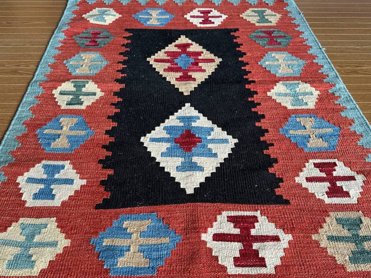 【144ｘ 103】イラン直輸入★シーラーズ産キリム・KILIM■2945-24-H_画像4