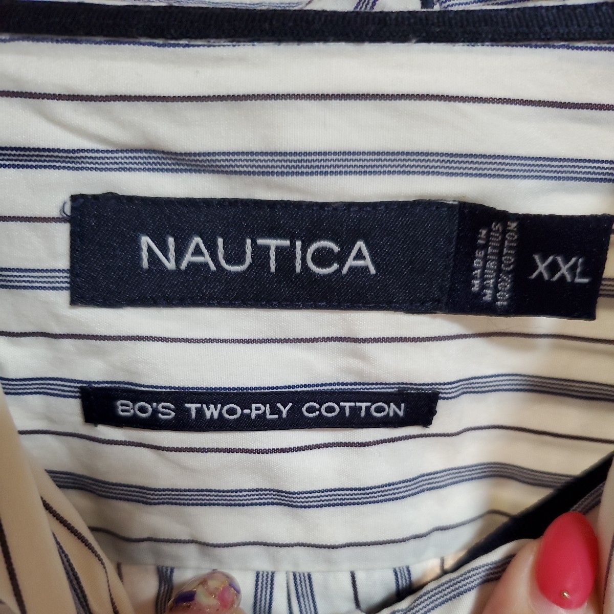 NAUTICA 長袖シャツ ストライプ サイズ2XL US古着 アメリカ古着 azu221_画像5