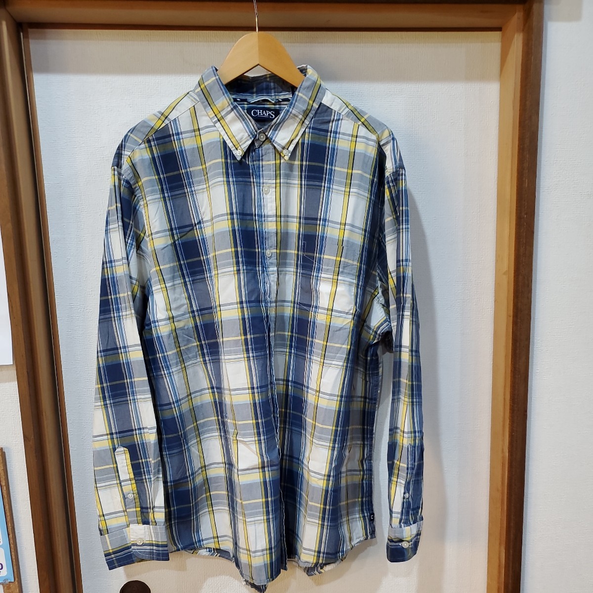 CHAPS 長袖シャツ チェックシャツ サイズ２XL US古着 アメリカ古着 azu235_画像1