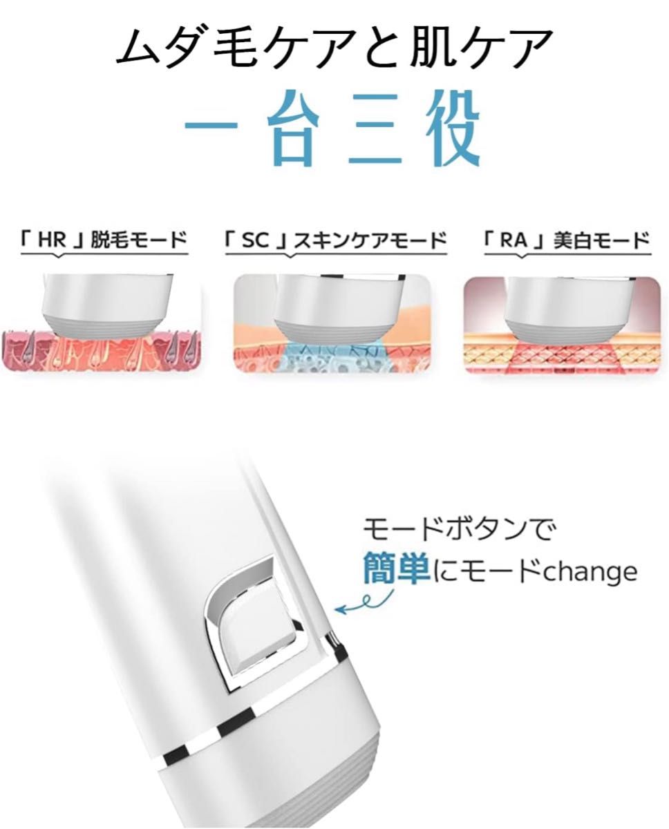 脱毛器、全身脱毛対応、IPL光脱毛器、家庭用、5段階調節、99万回照射、連続使用可能、光脱毛＆光美容、男女共用。