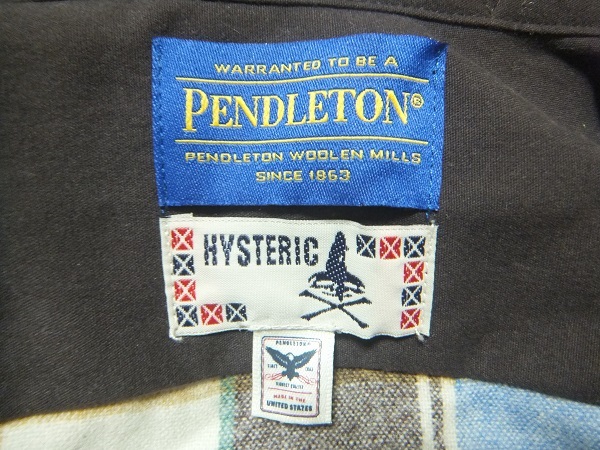 HYSTERIC GLAMOUR×PENDLETON embroidery entering wool check long sleeve shirt * Hysteric Glamour pen dollar ton USA made special order 