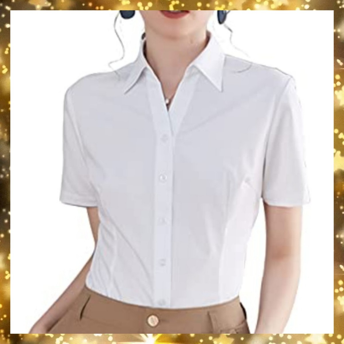 ★限定1点★シャツ ブラウス カッターシャツ レディース 無地 ホワイト 白 半袖 半袖シャツ 就活 通勤 ノンアイロン