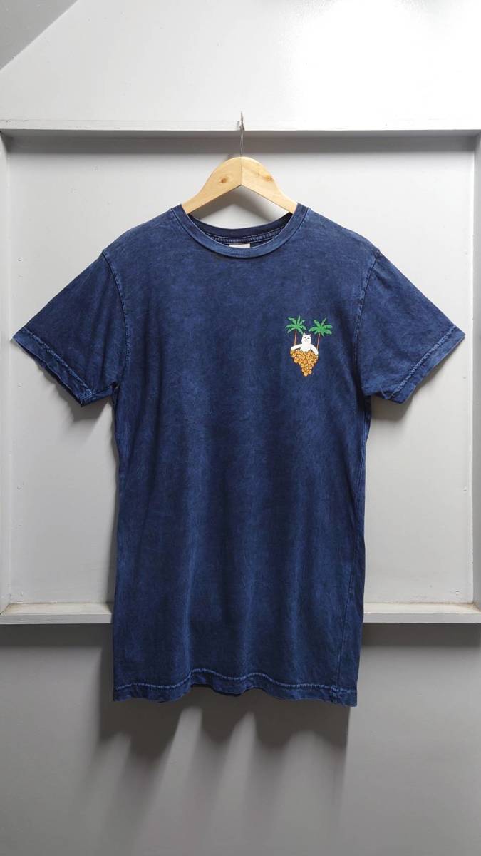 RIPNDIP Boobcuzzi T-Shirt Royal Mineral Wash インディゴ染め プリント Tシャツ S 半袖 リップンディップ_画像1