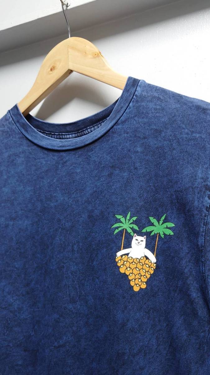 RIPNDIP Boobcuzzi T-Shirt Royal Mineral Wash インディゴ染め プリント Tシャツ S 半袖 リップンディップ_画像3