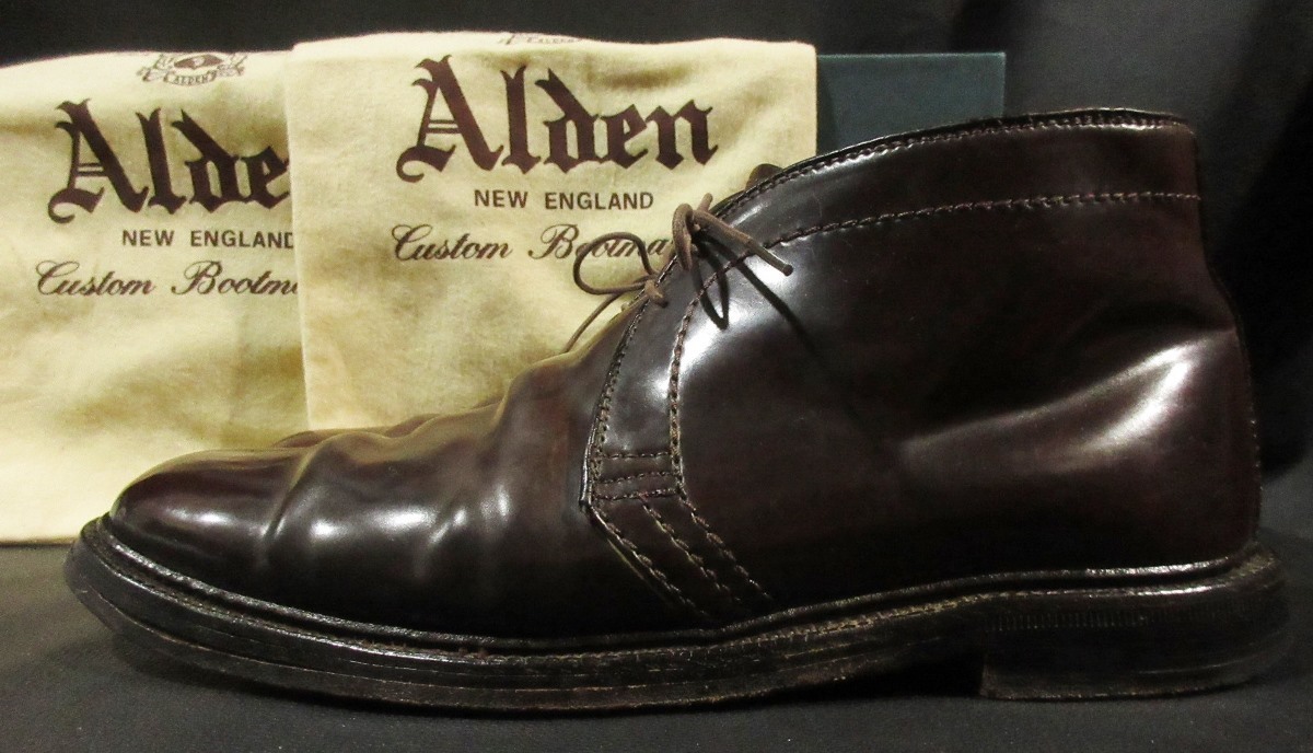 定価189,200円 オールデン ALDEN ホーウィン社 コードバン チャッカ レザーブーツ 1339 馬革 革靴 Horween Genuine Shell Cordovan 難有_画像2