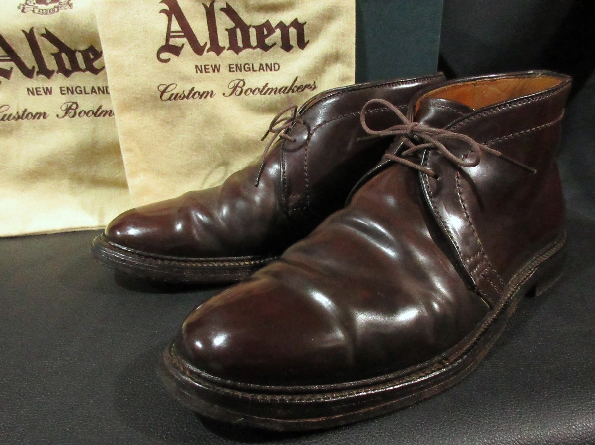 定価189,200円 オールデン ALDEN ホーウィン社 コードバン チャッカ レザーブーツ 1339 馬革 革靴 Horween Genuine Shell Cordovan 難有_画像1