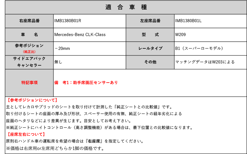 [レカロ スポーツスター]W209 メルセデス ベンツ CLKクラス用シートレール(スーパーローモデル)[N SPORT製][保安基準適合]_画像2