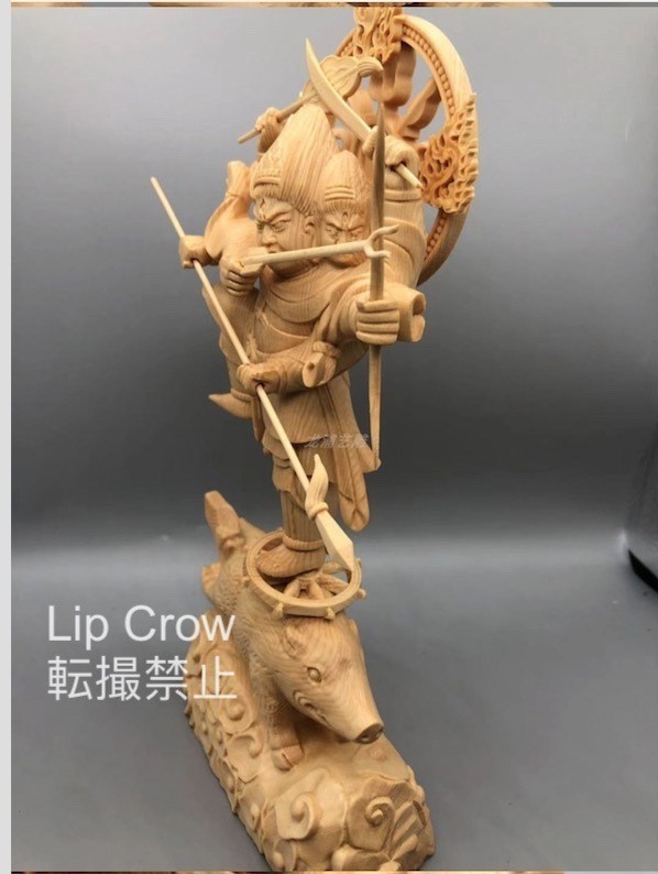 高品質 摩利支天立像 桧木製 美術品 菩薩像 守護神 木彫りの仏像高さ28cm-