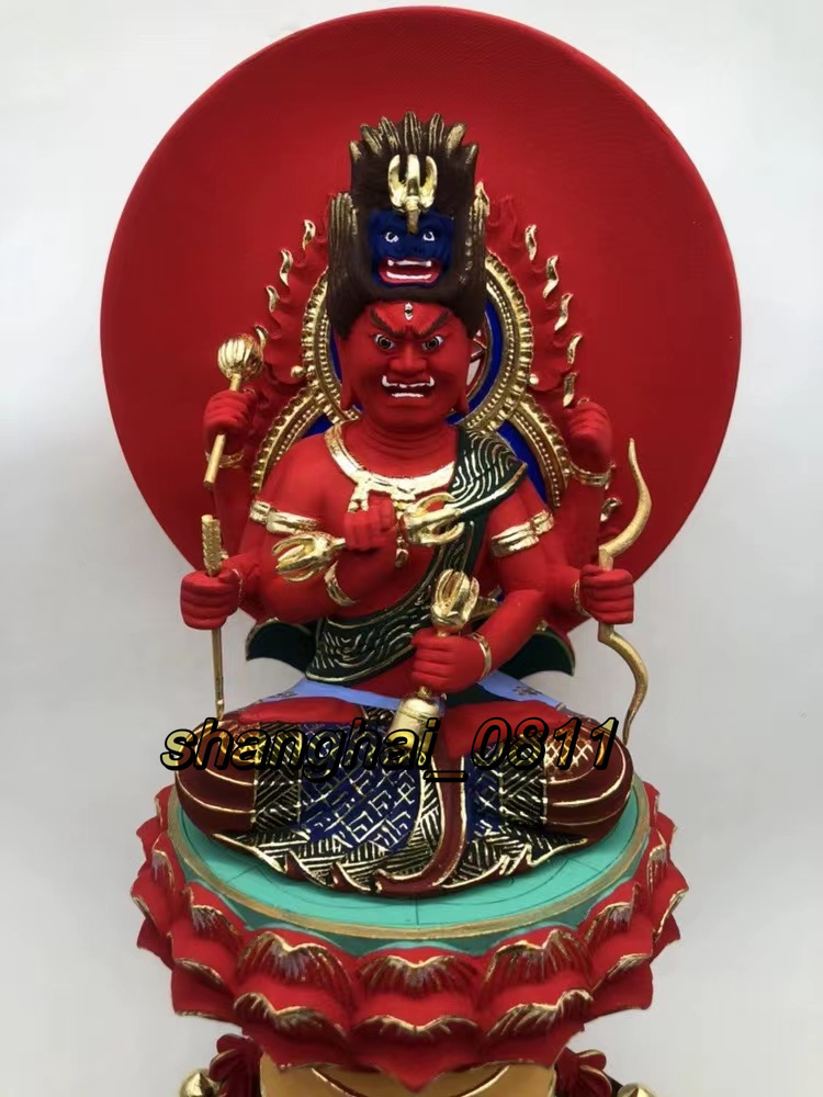 総檜材 木彫仏像 切金 仏師で仕上げ品 彩色愛染明王像 高さ 仏教