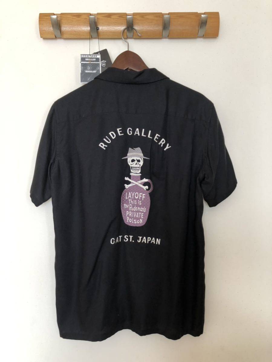 美品ユーズド■RUDE GALLERYルードギャラリー■スカル刺繍ボーリングシャツ■ POISON BOTTLE OPEN COLLAR SHIRT定価27,500円_画像4