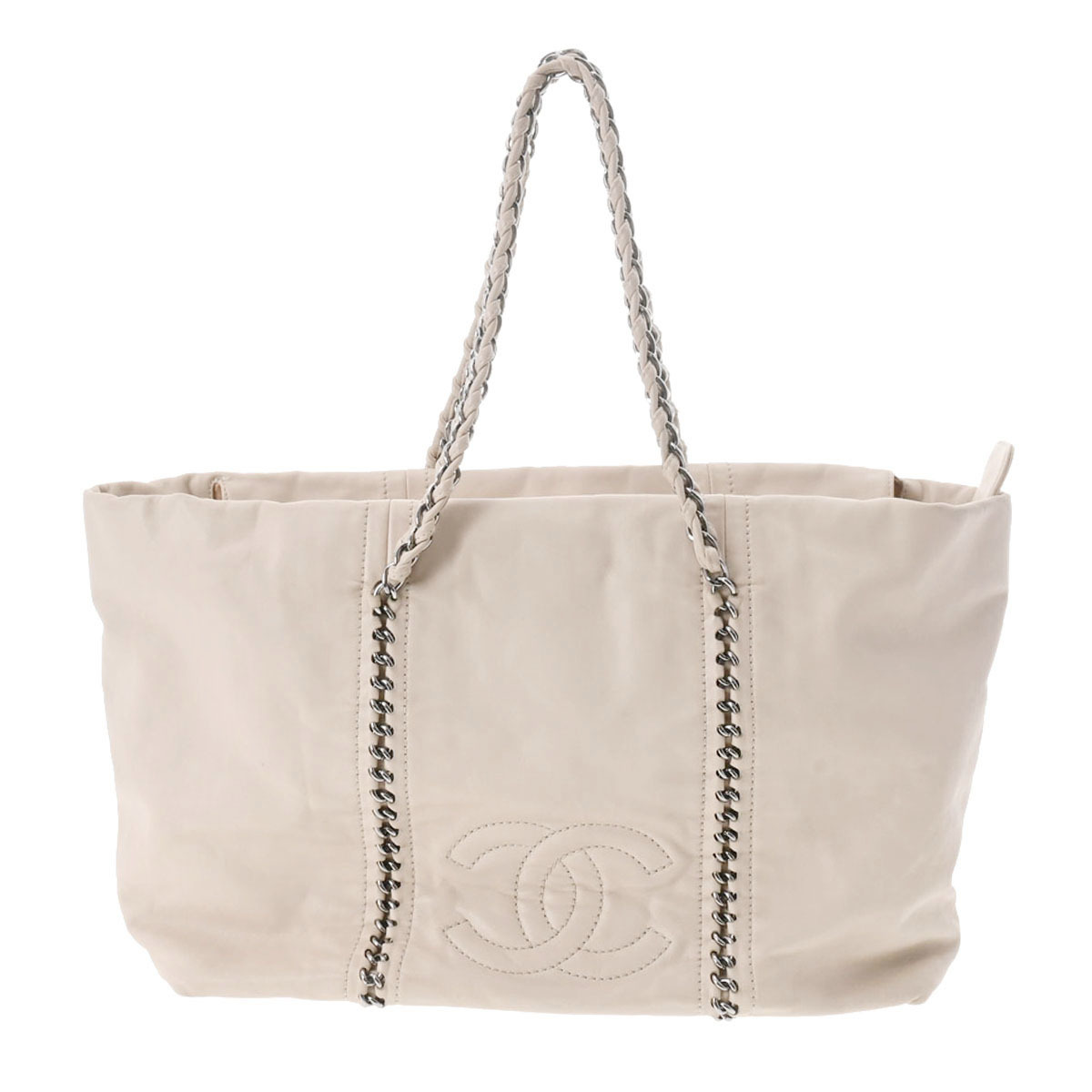 CHANEL シャネル ラグジュアリーライン チェーンバッグ ベージュ シルバー金具 A31574 レディース レザー トートバッグ ABランク 中古 銀蔵