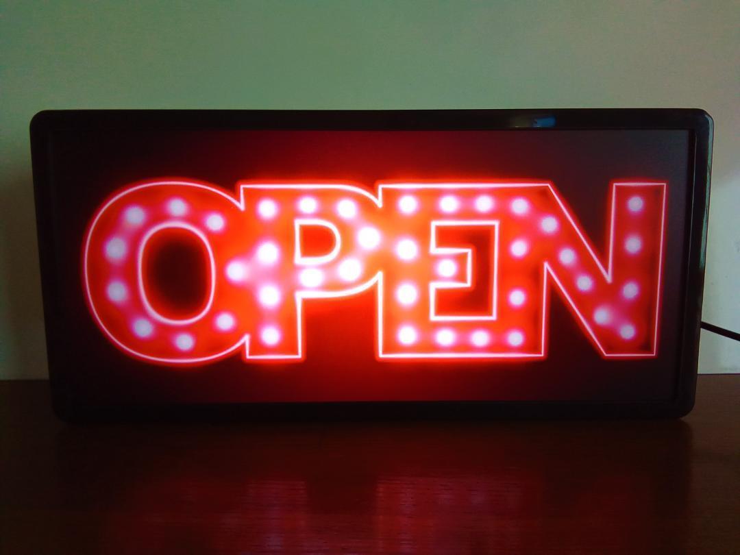 アメリカンレトロ オープン 開店 営業(yè)中 店舗 屋臺(tái) OPEN 電球 ミニチュア サイン ランプ 照明 看板 置物 雑貨 ライトBOX 電飾看板 電光看板
