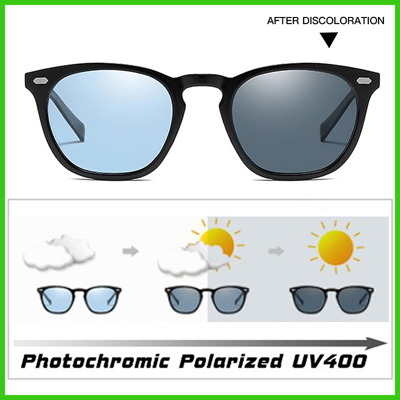  round type *HD polarized light photo black mikUV 400: blue - gray / discoloration style light sport driving goggle * sunglasses * nighttime 