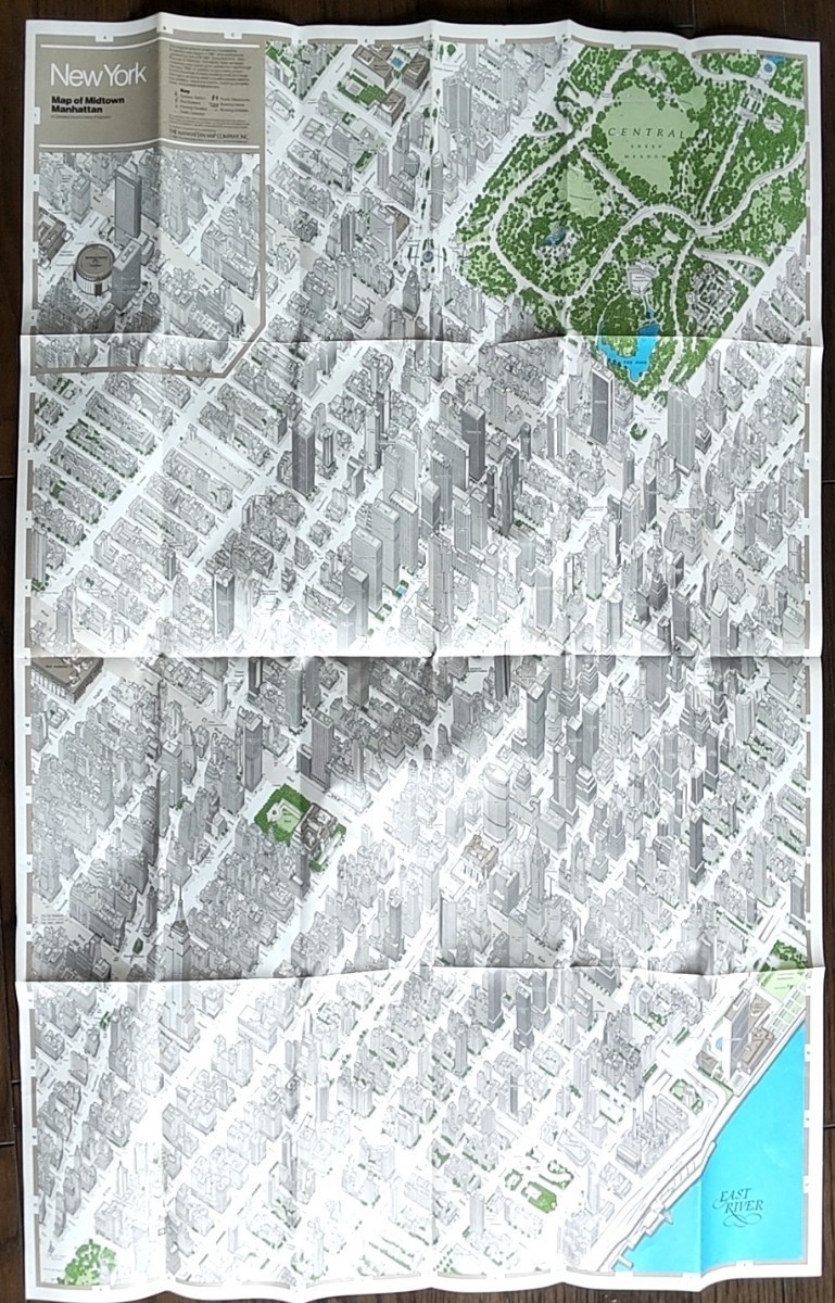 ニューヨーク鳥瞰図 [Map of Midtown Manhattan] 1985改訂版 貴重_画像3
