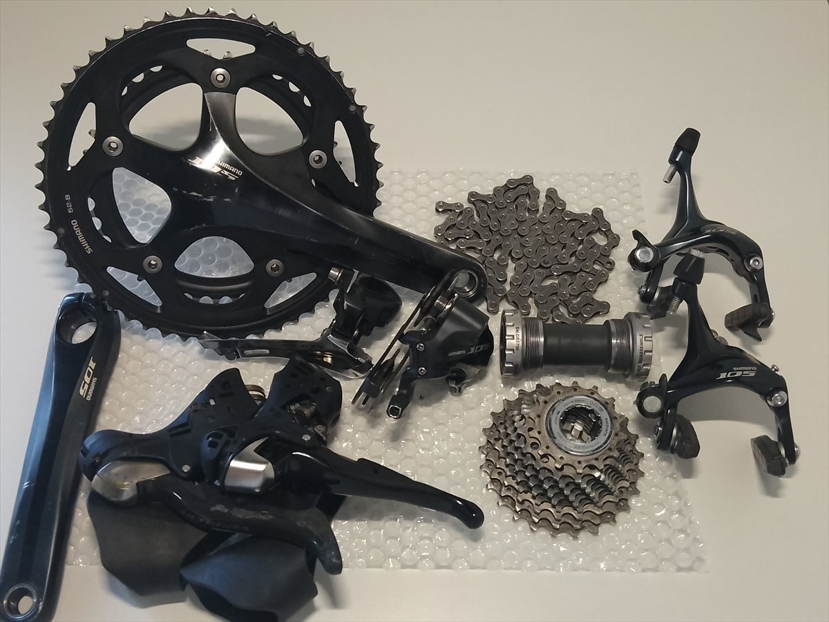 最も優遇の シマノ 2x10S用 105 5700系+一部Ultegra ブラック コンポ