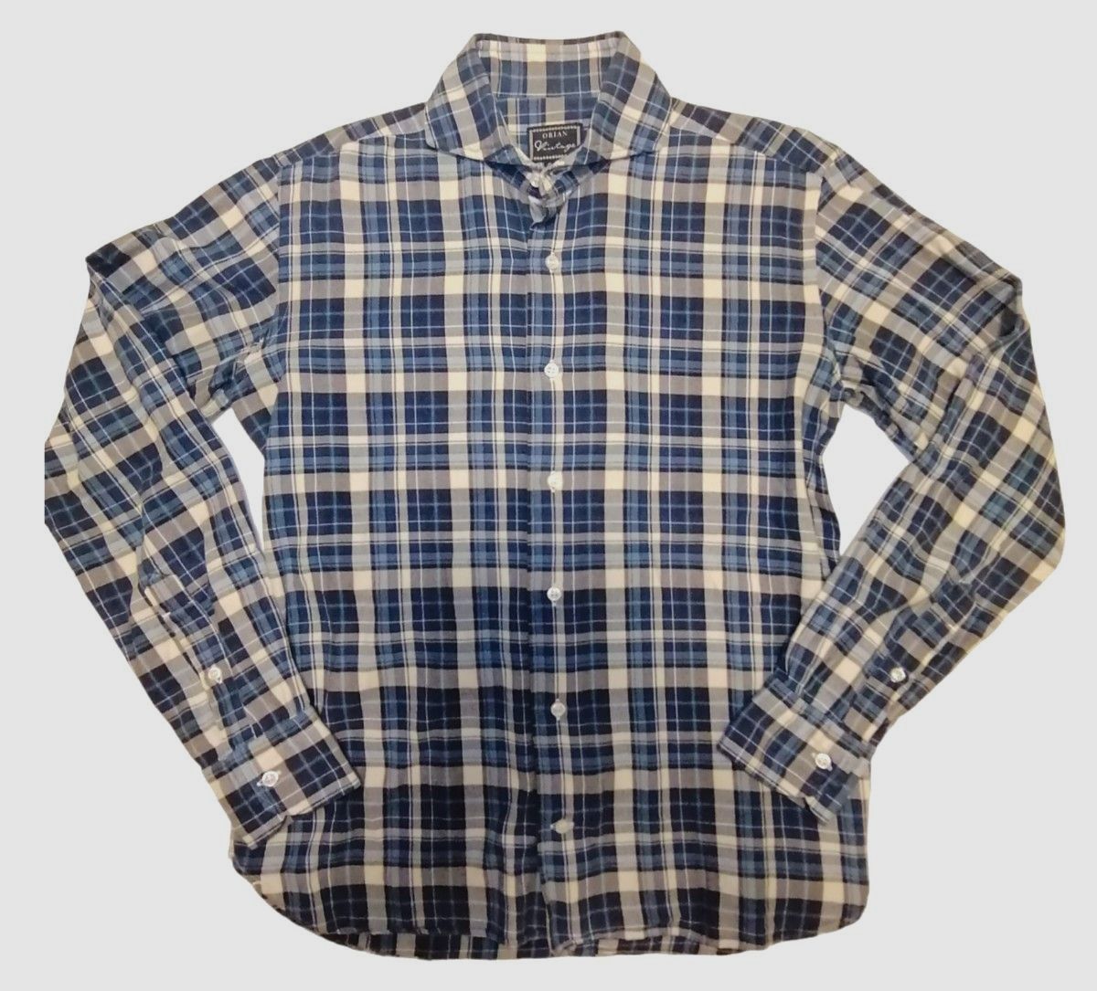 ORIAN Vintage 38-15 スリムフィット イタリア製 ドレスシャツ 長袖シャツ チェックシャツ ネルシャツ