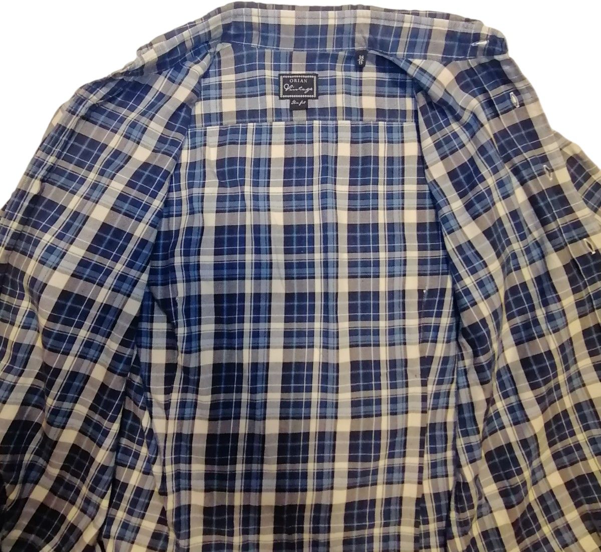ORIAN Vintage 38-15 スリムフィット イタリア製 ドレスシャツ 長袖シャツ チェックシャツ ネルシャツ