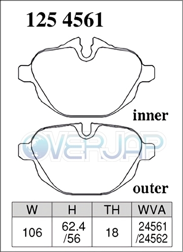 P1218978 / 1254561 DIXCEL Premium ブレーキパッド 1台分セット BMW F25 X3 WX20/WX30/WX35/WY20 2011/3～2017/10 xDrive20i/28i/35i/20d_画像3