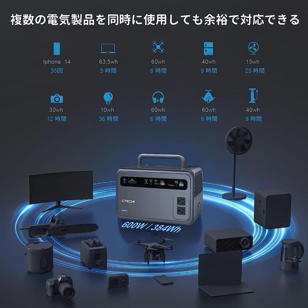 格安ポータブル電源 大容量 384Wh/120000mAh 600W