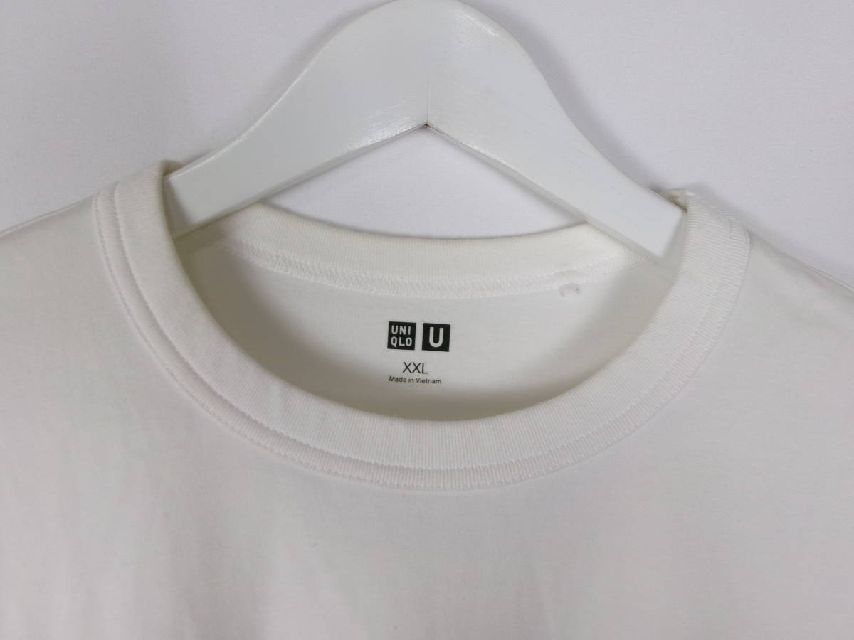 ユニクロユー UNIQLO U Tシャツ カットソー クルーネックT 241-414443 無地 半袖 XXL ホワイト レディース 中古 /EXの画像3