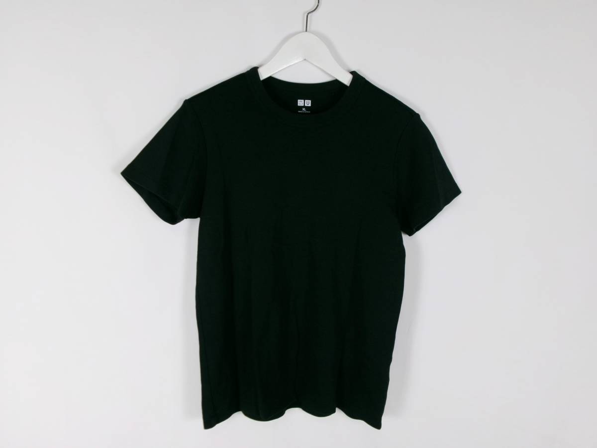 ユニクロユー UNIQLO U クルーネックT Tシャツ シンプル 無地 241-435193 半袖 XL ブラック レディース 中古 /EW_画像1