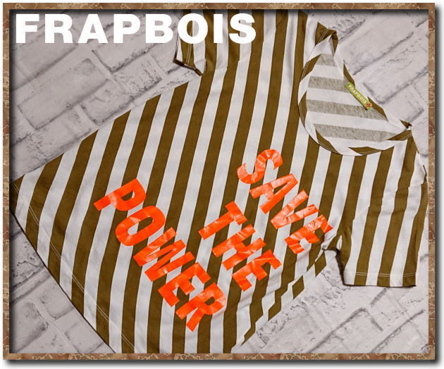 ☆FRAPBOIS フラボア 斜めボーダーカットソー 白×カーキ☆. .Yahoo