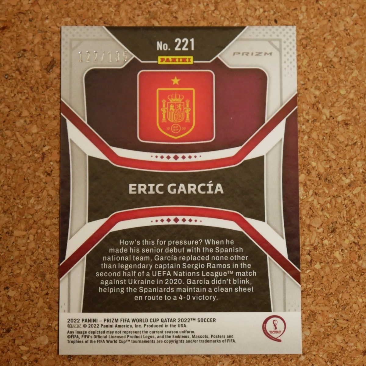 panini prizm soccer ERIC GARCIA 135シリ パニーニプリズムサッカー エリック・ガルシア スペイン バルセロナ_画像2