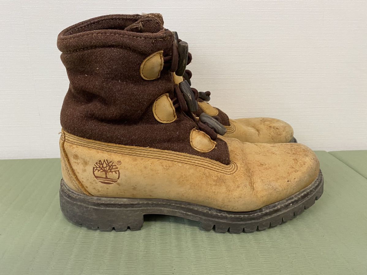 ティンバーランド Timberland ROLL TOP BOOTS ロールトップ ブーツ レザー 本革 ベージュ 茶 ブラウン 7.5W 25.5cm 26cm 26.5cm イエロー_画像2