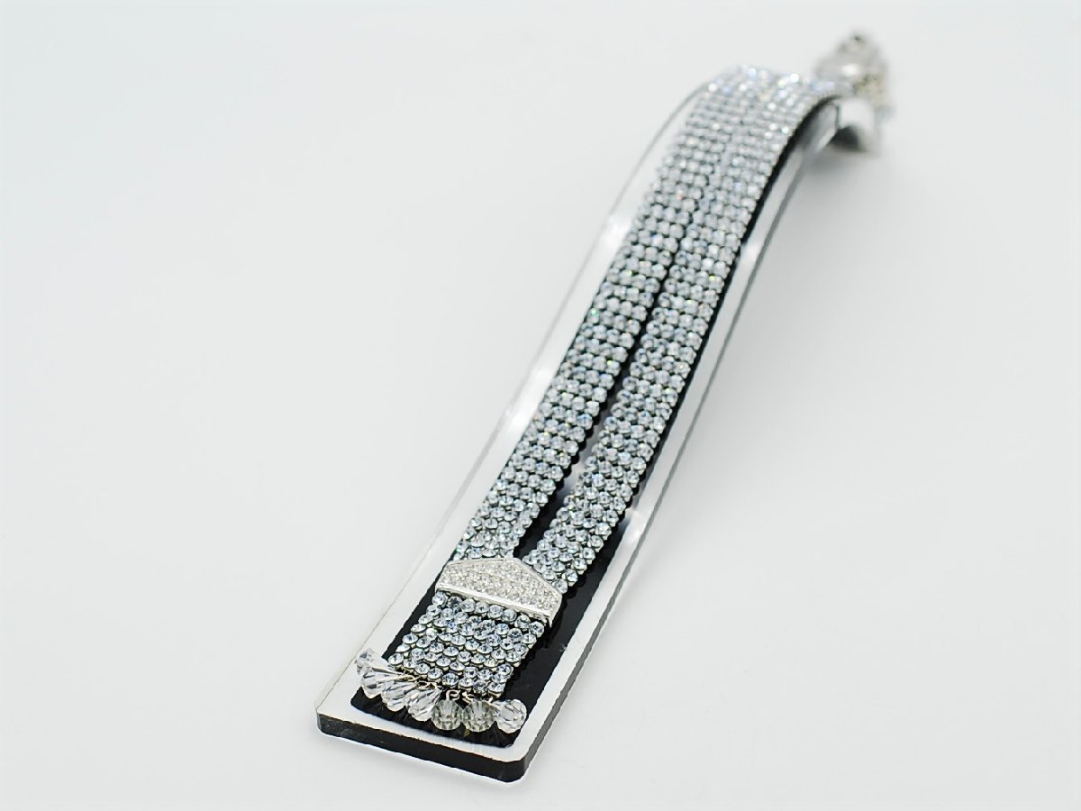 ■【YS-1】スワロフスキー■SWAROVSKI クリスタル ネックレス■首周り約46ｃｍ トップ約4ｘ3.5ｃｍ■クリア 銀色系 元箱【同梱可能商品】C_画像5