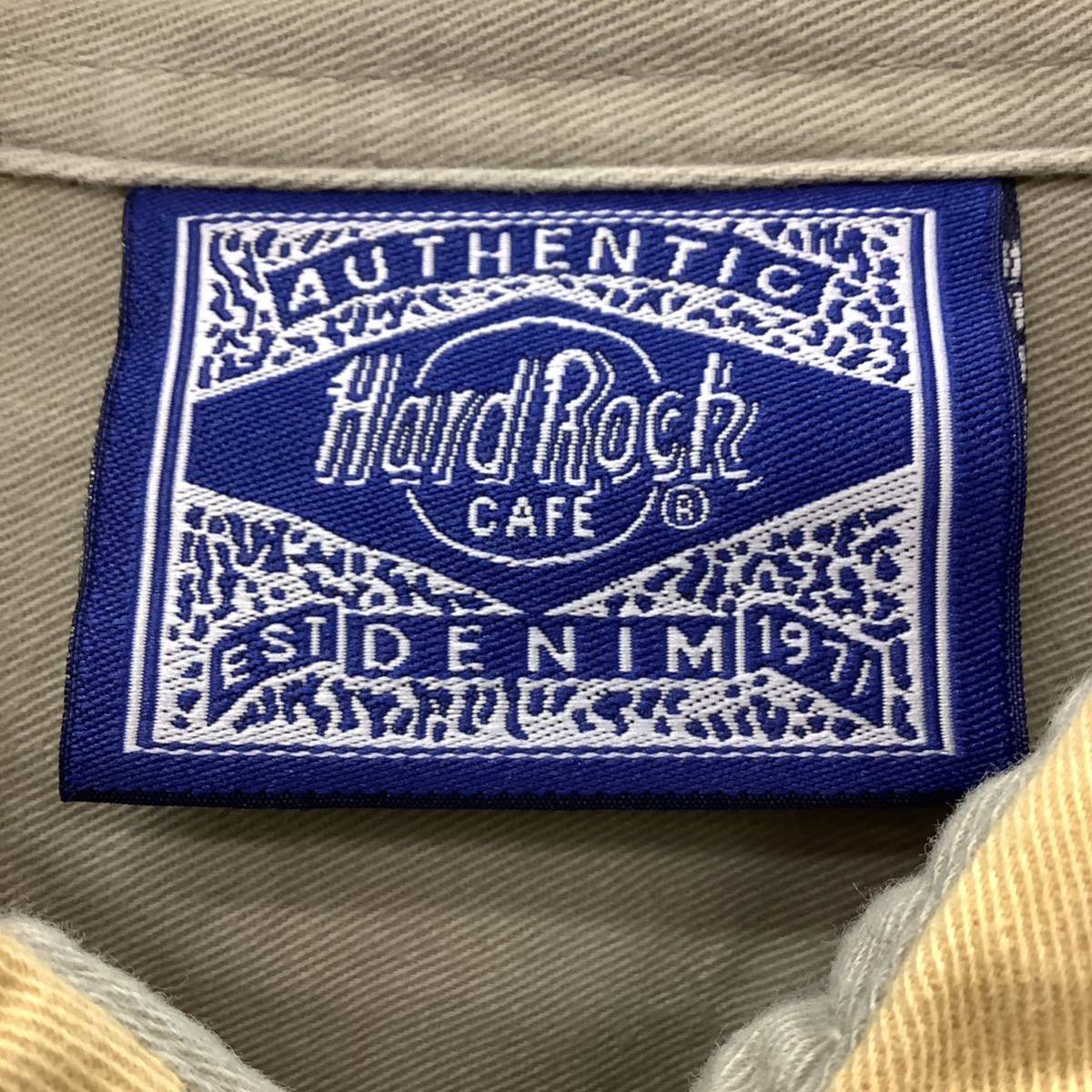 HardRock CAFE S/S SHIRT ハードロックカフェ 長袖シャツ ワークシャツ size L イエロー 古着 69286の画像6