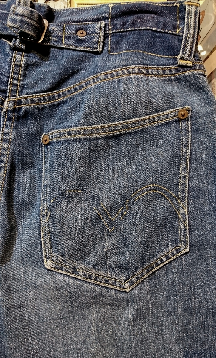 levi's No.2 denim pants 201 701 布パッチ お宝ヴィンテージ デニム パンツ ジーンズ シンチバック 剥き出しリベット カモメステッチ_画像3