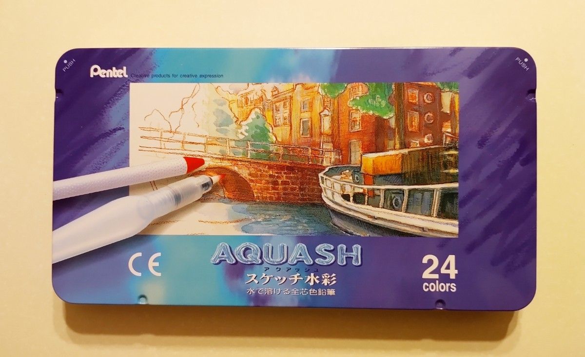 ぺんてる 24色 色鉛筆 水彩 アクアッシュ AQUASH｜PayPayフリマ