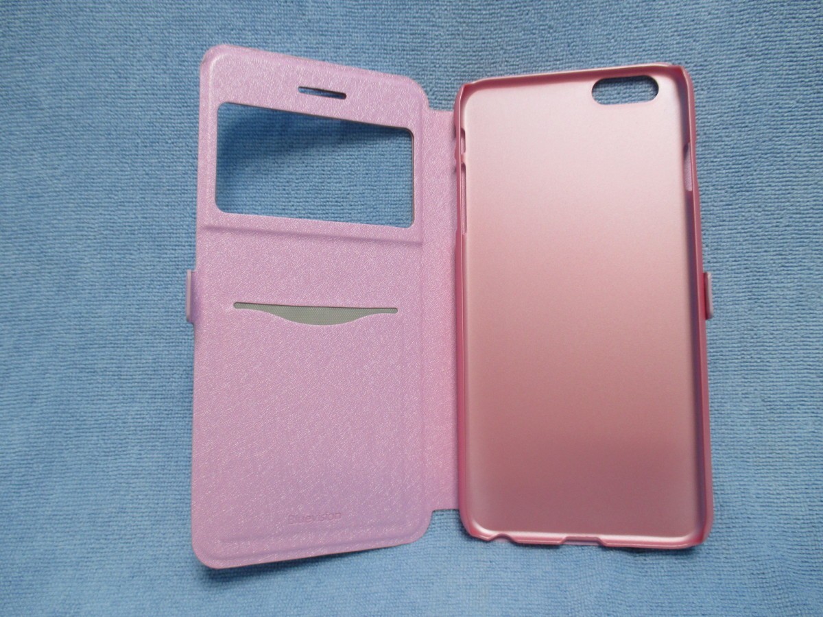 送料無料★スマホケース カバー iPhone6Plus iPhone6sPlus Bluevision ピンク スリム手帳型 Slim Folio Pink PUレザー製 BV-SFIP6P-PK_画像3