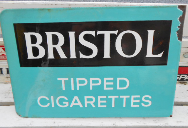  ●　イギリス BRISTOL ホーロー 両面 看板 TIPPED CIGARETTES タバコ ビンテージ 琺瑯 ほうろう _画像2