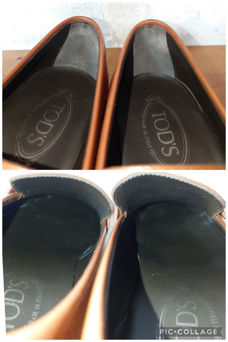 【極美品】ITALY製 TOD'S/トッズ コインローファー UK71/2 26.5cm相応 ブラウン 茶/santoni magnanni好きに_画像10