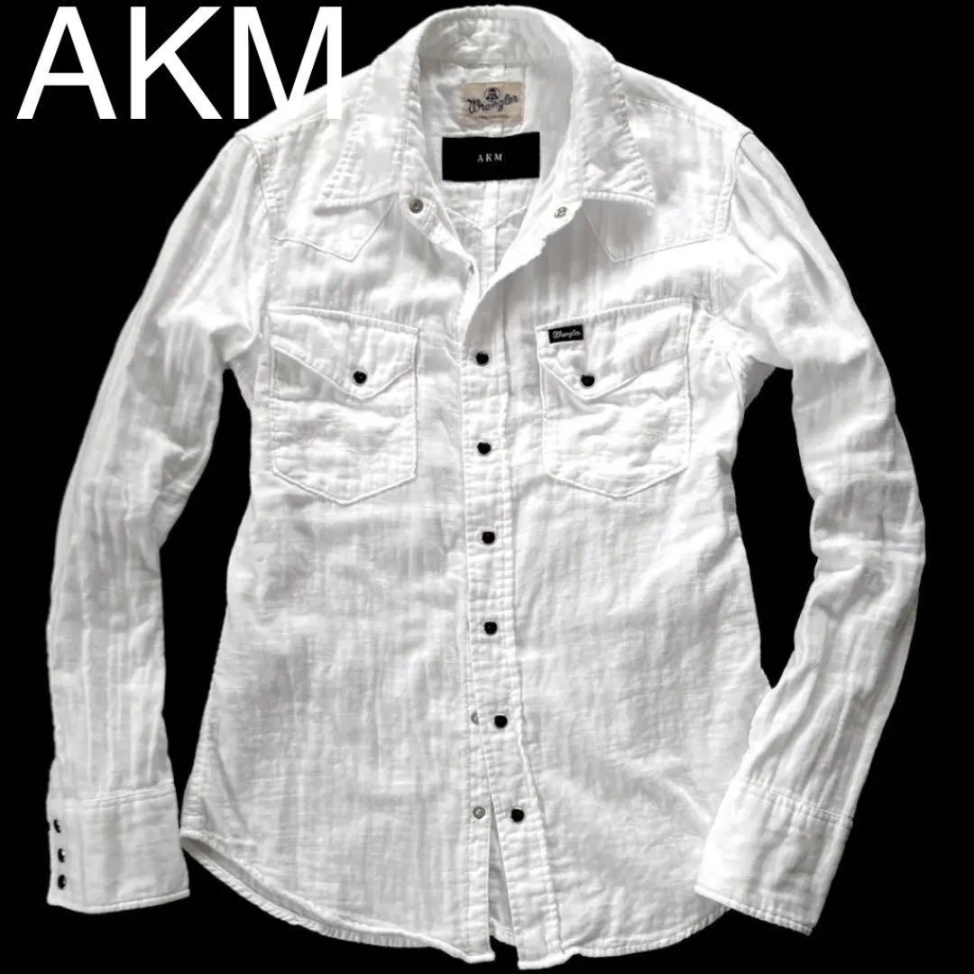 定価3. AKM×Wrangler SNAP WESTERN GAZE COTTON SHIRTS サイズS 白　美品 スナップウエスタンダブルガーゼシャツ wjk junhashimto akm