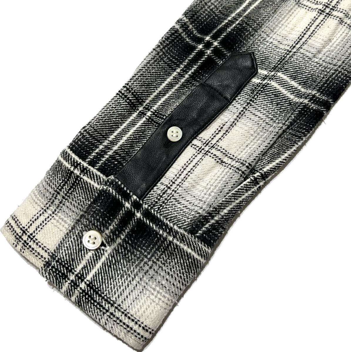 定価3 2万 wjk silk flannel madras check shirts with leather XL