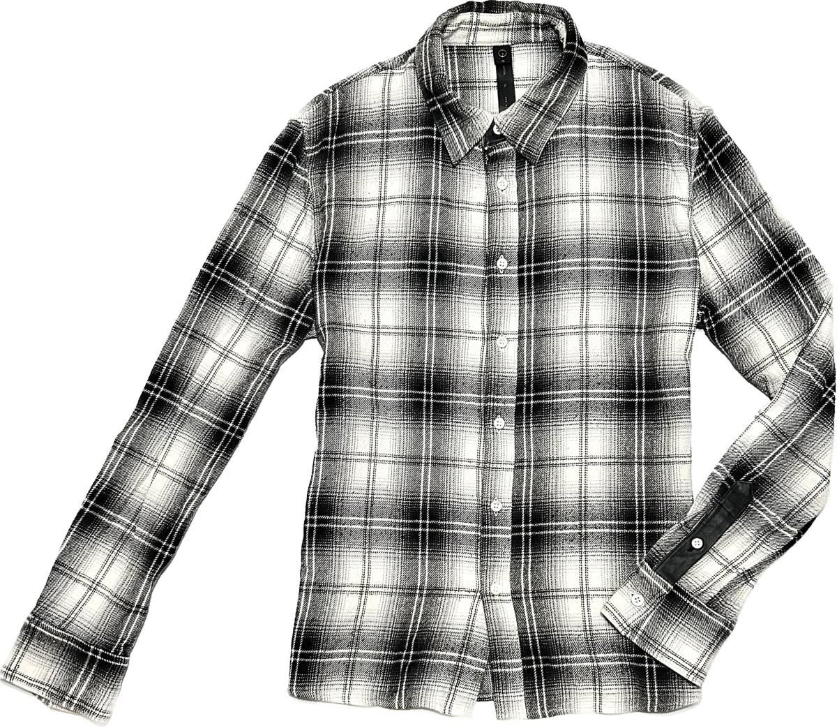 定価3 2万 wjk silk flannel madras check shirts with leather XL