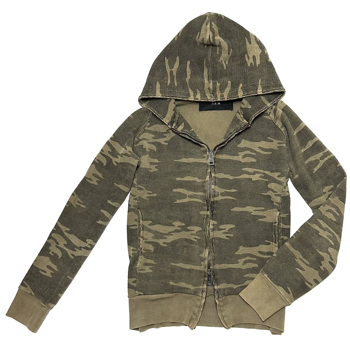 定価3.9万 AKM　vintage waffle camo zip parka L　ヴィンテージワッフルカモフラジップパーカー　wjk ジュンハシモト 1piu_画像1