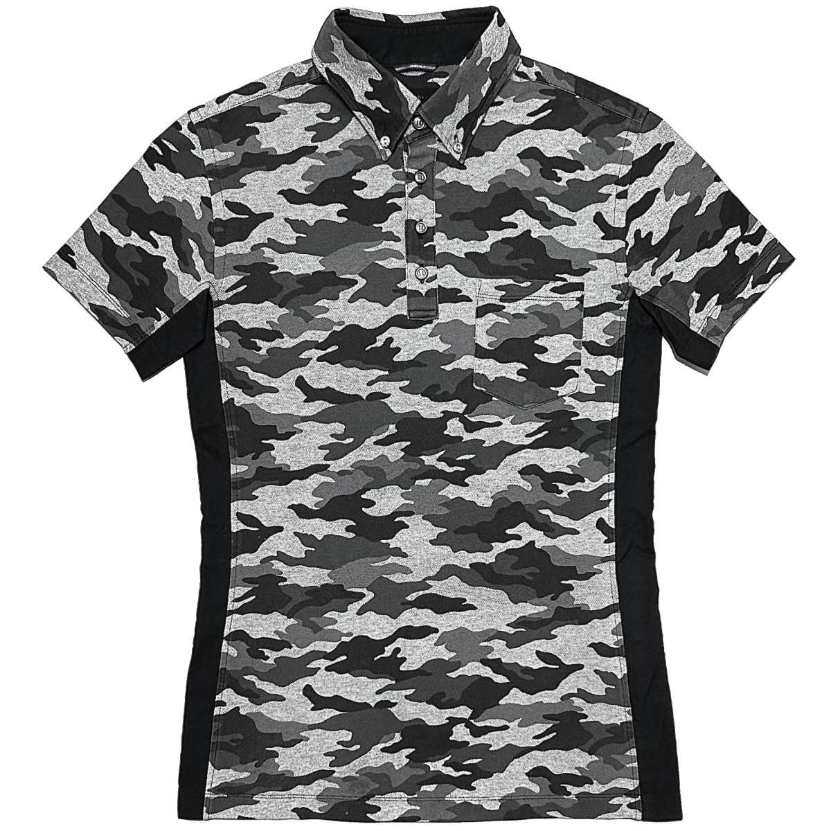 定価1.8万 junhashimoto SIDE JERSEY CAMO POLO SHIRTS 2 黒 ジュンハシモト サイドジャージカモフラポロシャツ Tシャツ wjk akm