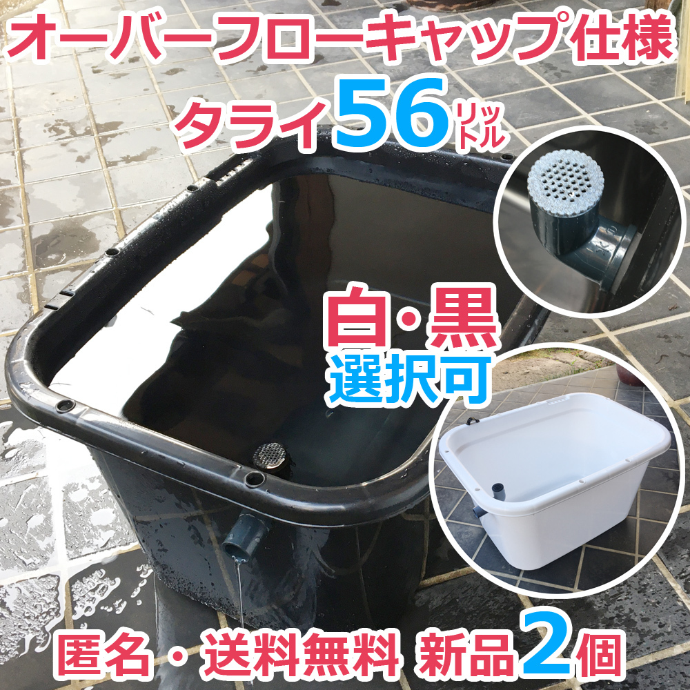 ☆メダカ飼育ケース2個 黒75.4L オーバーフロー加工済☆めだか容器