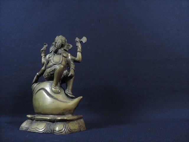古いガネーシャ 神仏像 像の神 ヒンズー教 チベット インド 東南アジア 真鍮 古銅 民芸 オブジェ インテリア