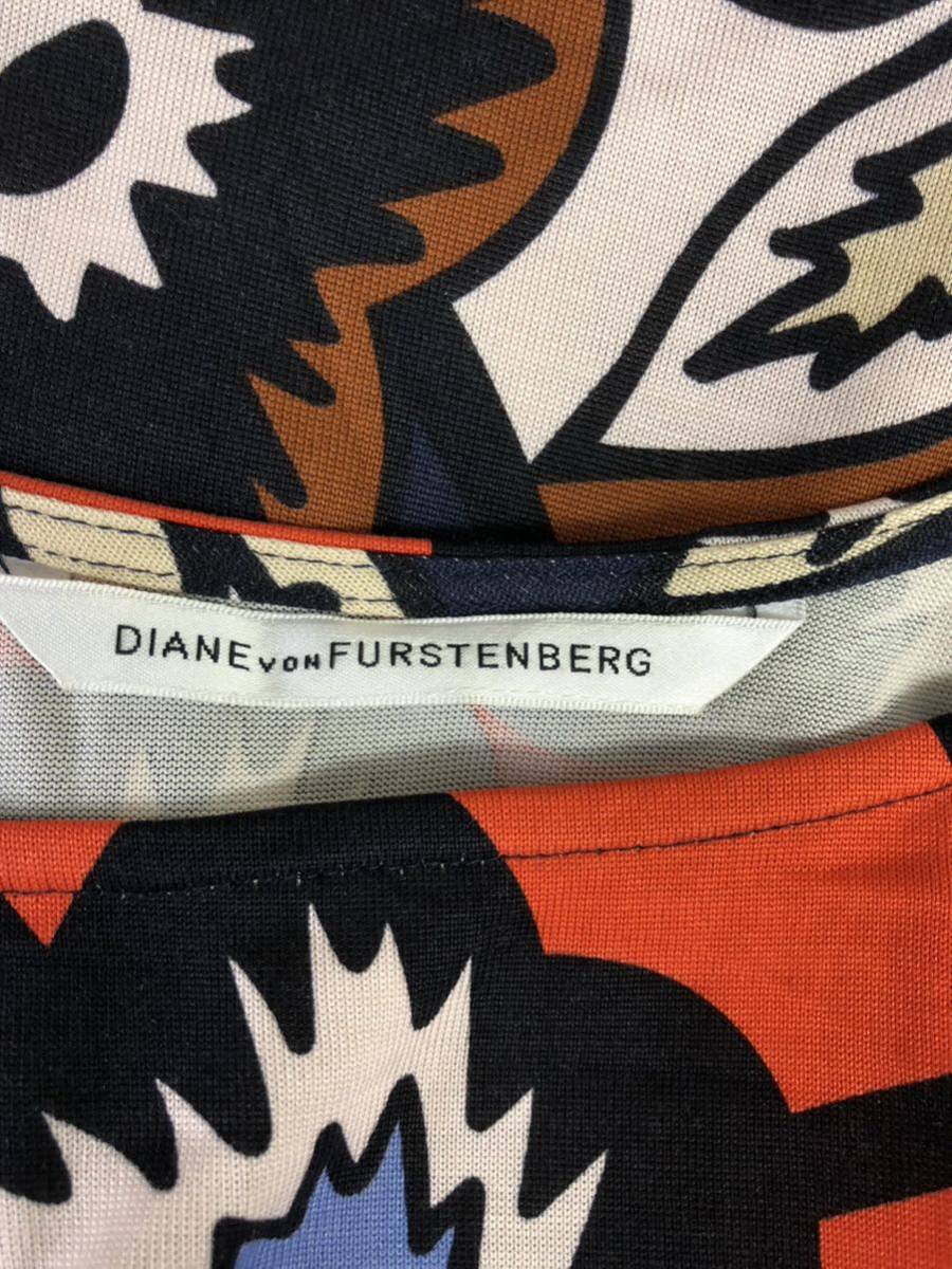 美品　DIANE VON FURSTENBERG ダイアンフォンファステンバーグ　レディース　シルク100 総柄　ノースリーブ　ワンピース　2表記_画像3