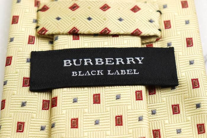 バーバリー シルク 小紋柄 ドット柄 ブラックレーベル 高級 日本製 ブランド ネクタイ メンズ イエロー BURBERRY_画像2