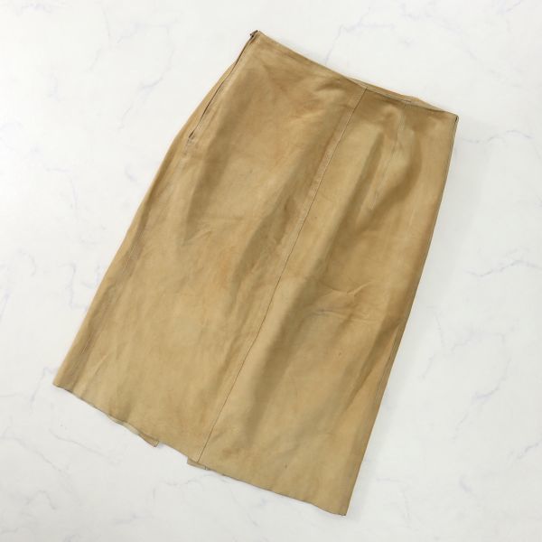 M3-WH013 Gucci GUCCI leather skirt beige 40 lady's 