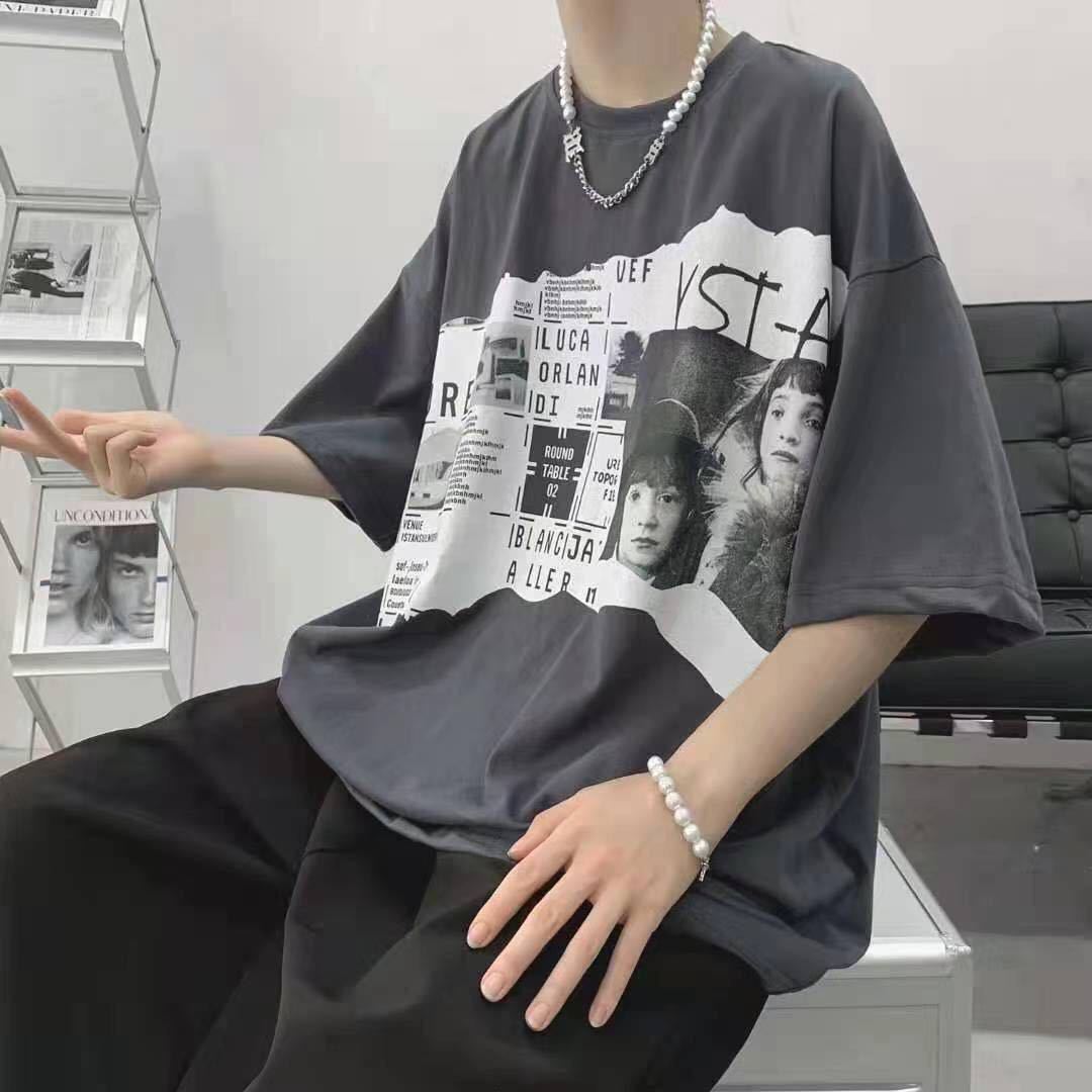 メンズTシャツ ティーシャツ 韓国 半袖丸首 大きいサイズ オーバーサイズ 英文字 夏 メンズファッション プリント JUAS008(3色S-8XL)_画像6