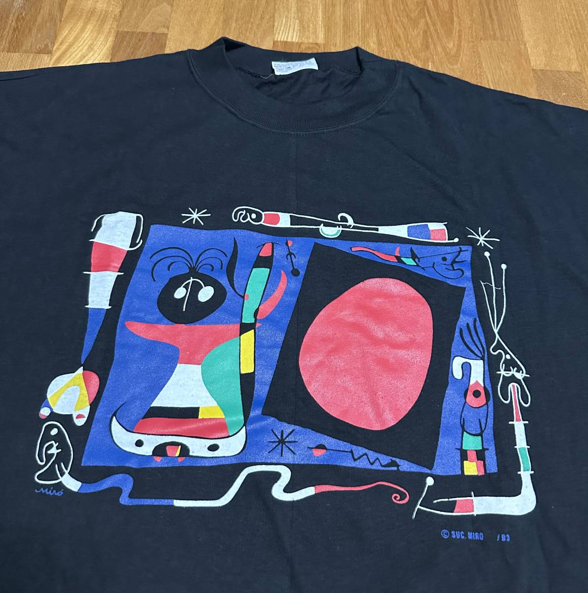 deadstock！Vintage 1990s 90s 1993 Miro Black Abstract Art Tee Shirt Tshirt