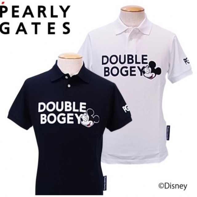 新品国内正規サイズ5　パーリーゲイツ（PEARLY GATES）PG ディズニーキャラクター　ミッキーキャラクター刺繍半袖シャツ 日本製　ホワイト