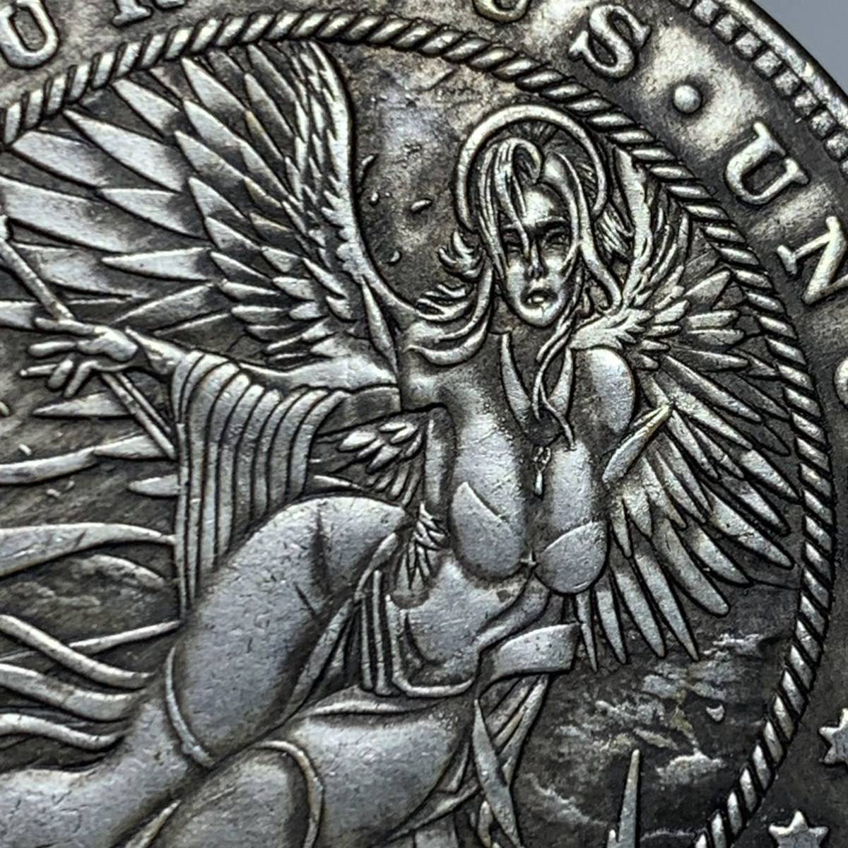 WX922流浪幣 ロリーちゃん 天眼 鷹紋 外国硬貨 貿易銀 海外古銭 コレクションコイン 貨幣 重さ約25g_画像2